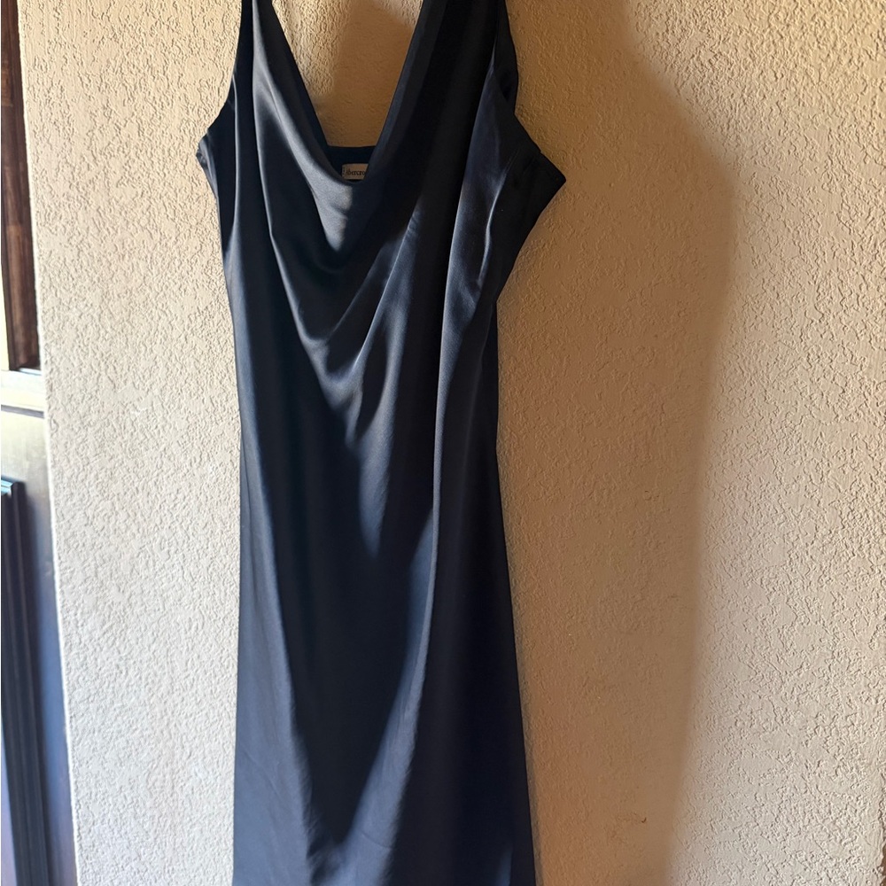 Abercrombie & Fitch Black Cowl-Neck Midi Slip Dress